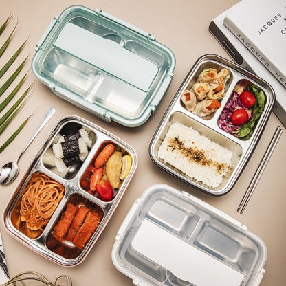 Boîte à lunch compartimentée en acier inoxydable avec isolation. - cuizinezen