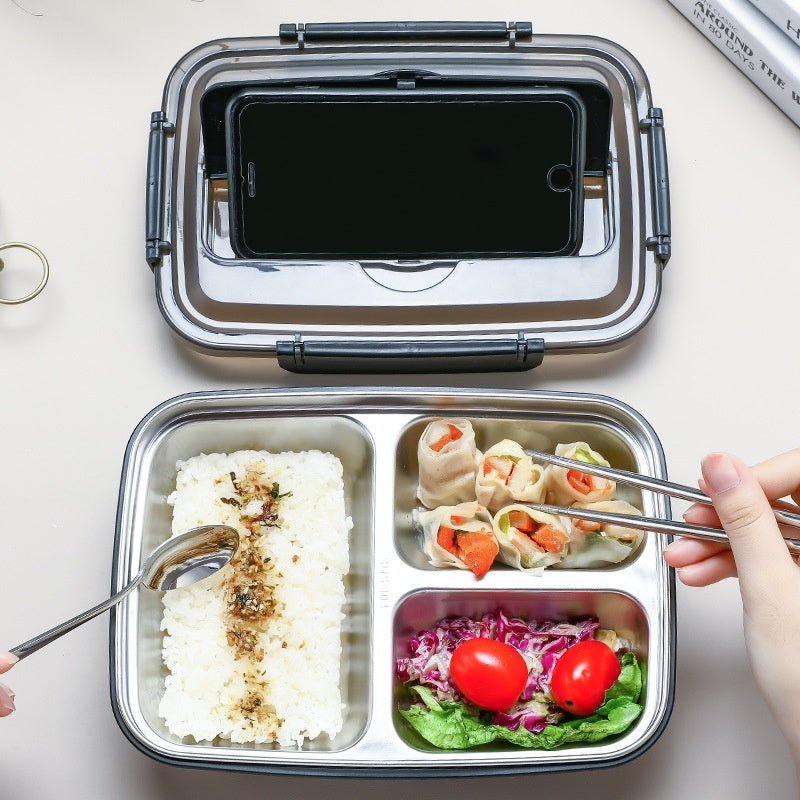 Boîte à lunch compartimentée en acier inoxydable avec isolation. - cuizinezen