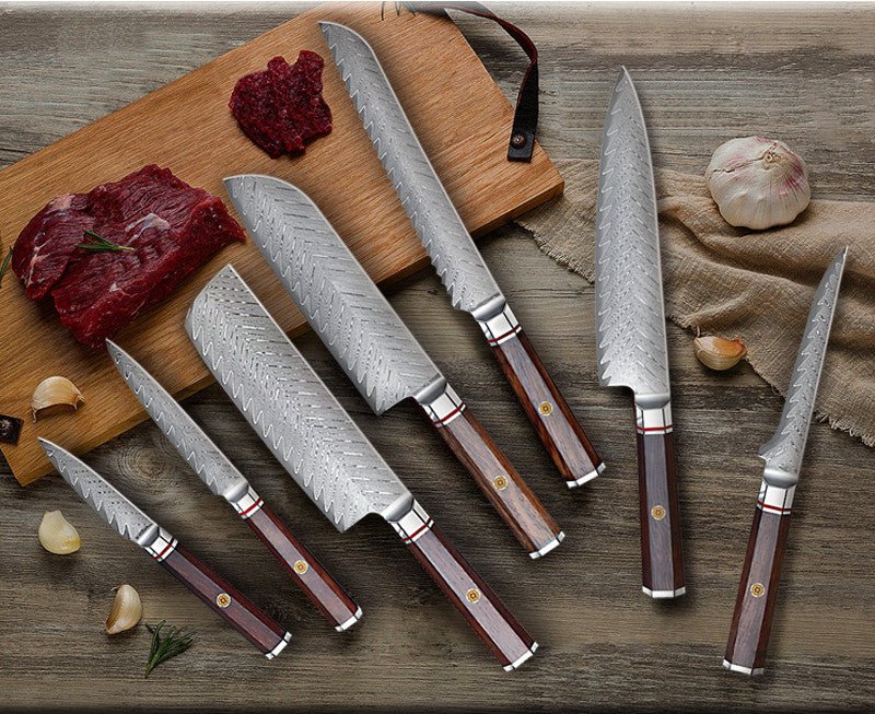 Couteau de cuisine série en acier de Damas avec manche octogonal. - cuizinezen
