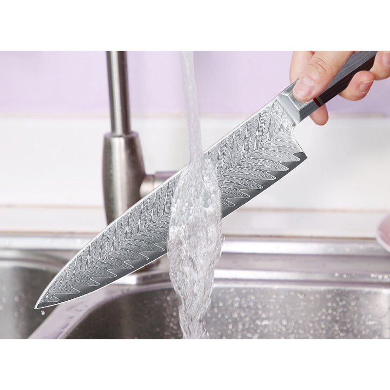 Couteau de cuisine série en acier de Damas avec manche octogonal. - cuizinezen