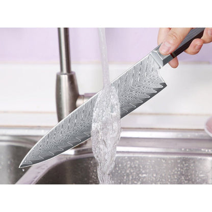 Couteau de cuisine série en acier de Damas avec manche octogonal. - cuizinezen