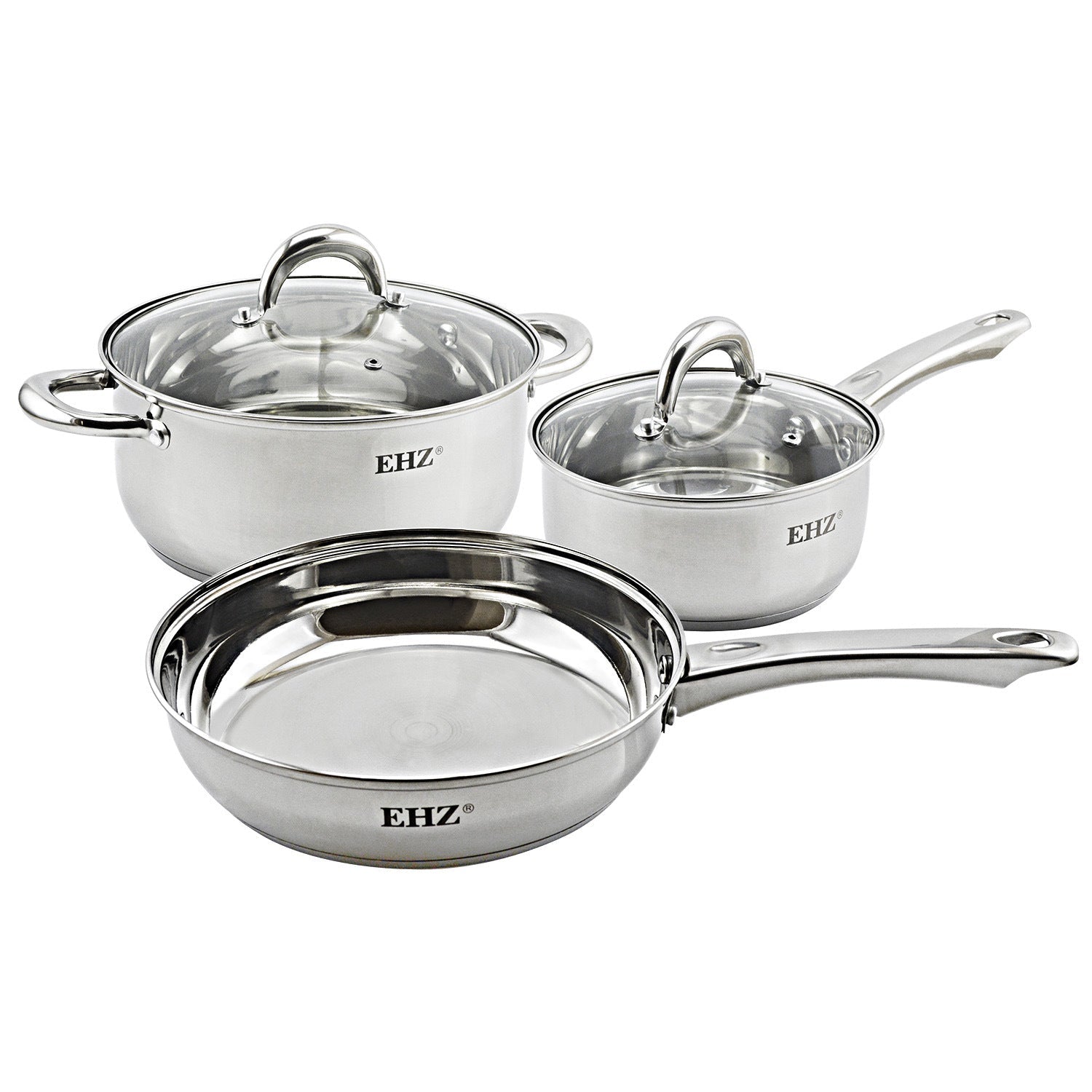 Ensemble complet de casseroles en inox anti - adhésif, avec couvercle - cuizinezen
