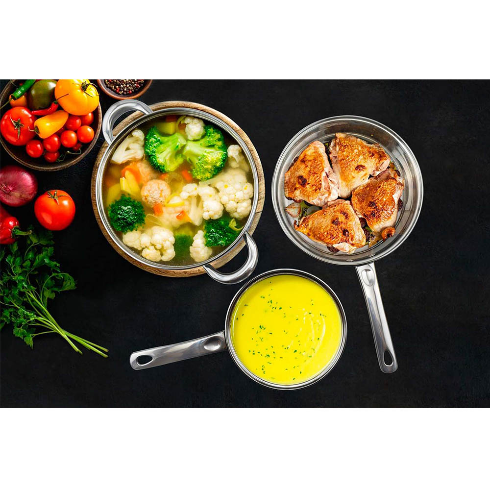 Ensemble complet de casseroles en inox anti - adhésif, avec couvercle - cuizinezen