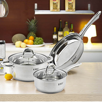 Ensemble complet de casseroles en inox anti - adhésif, avec couvercle - cuizinezen