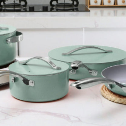 Ensemble de poêle, de casserole, marmite en ceramique d'aluminum. - cuizinezen