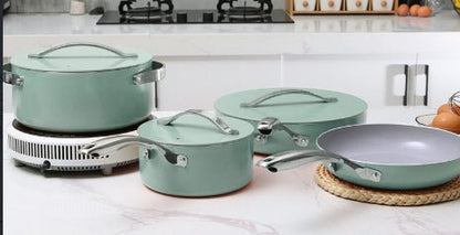 Ensemble de poêle, de casserole, marmite en ceramique d'aluminum. - cuizinezen