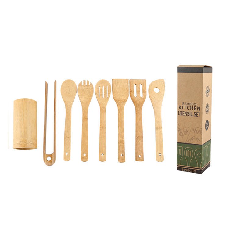 Ensemble de spatules en bambou avec support carré, écologique. - cuizinezen