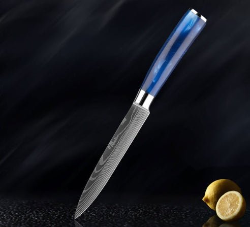 Esemble de10 couteaux de cuisine Japonais de couleur bleus. - cuizinezen