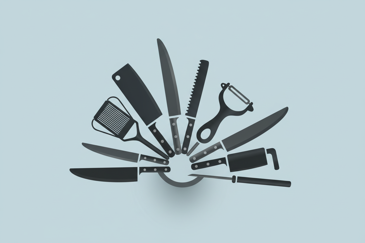 plutot en eventail comme si les ustensils sont dans un pot 