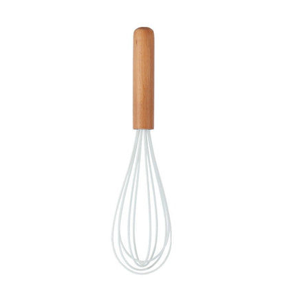 Ustensiles de cuisine blancs en silicone et manche en bois 11 pieces non - adhésifs - cuizinezen